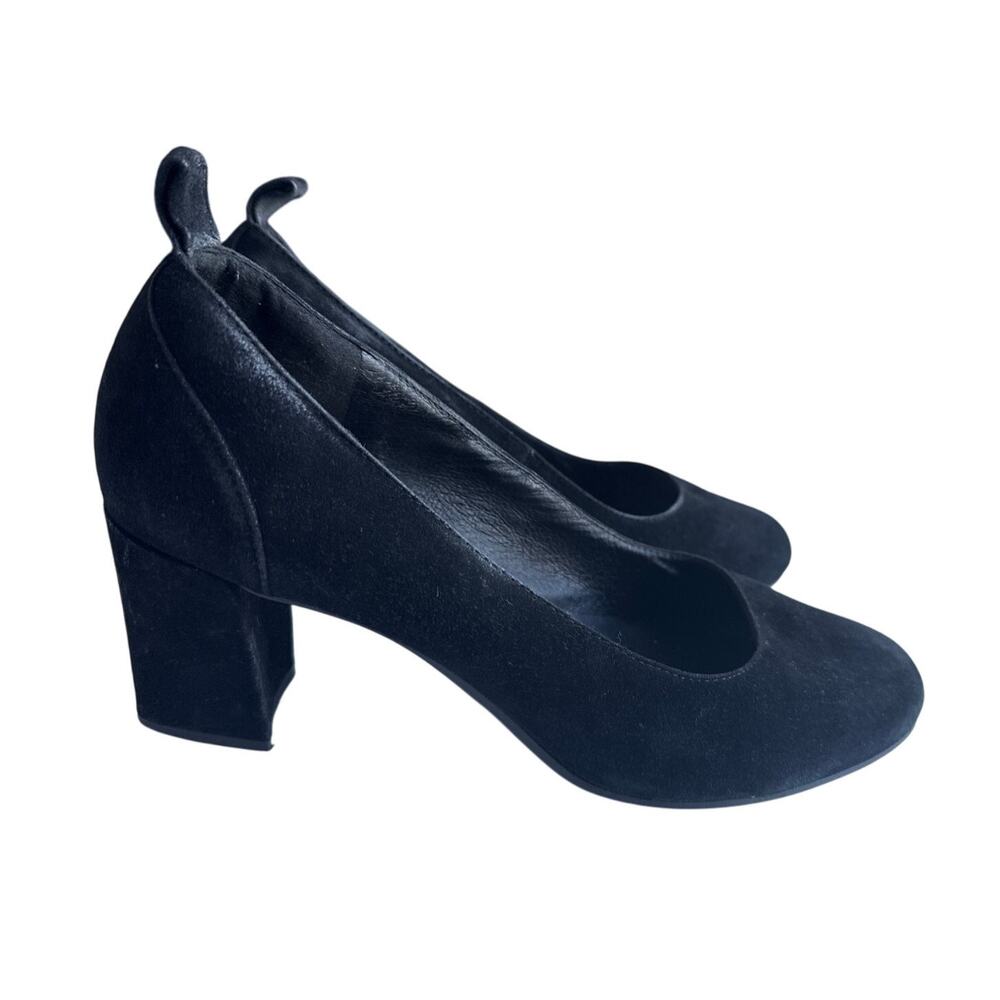 Eileen Fisher Lela Pumps in Nubuck Suede Black Size 10 Professional Minimal